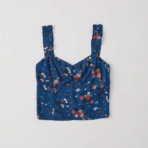 NWT Navy Blue Abercrombie Ruffle Strap Crop Top